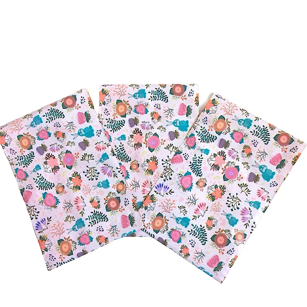 6x9 Floral and Bunnies Print Polymailers 100 pcs Pink, Blue, Green